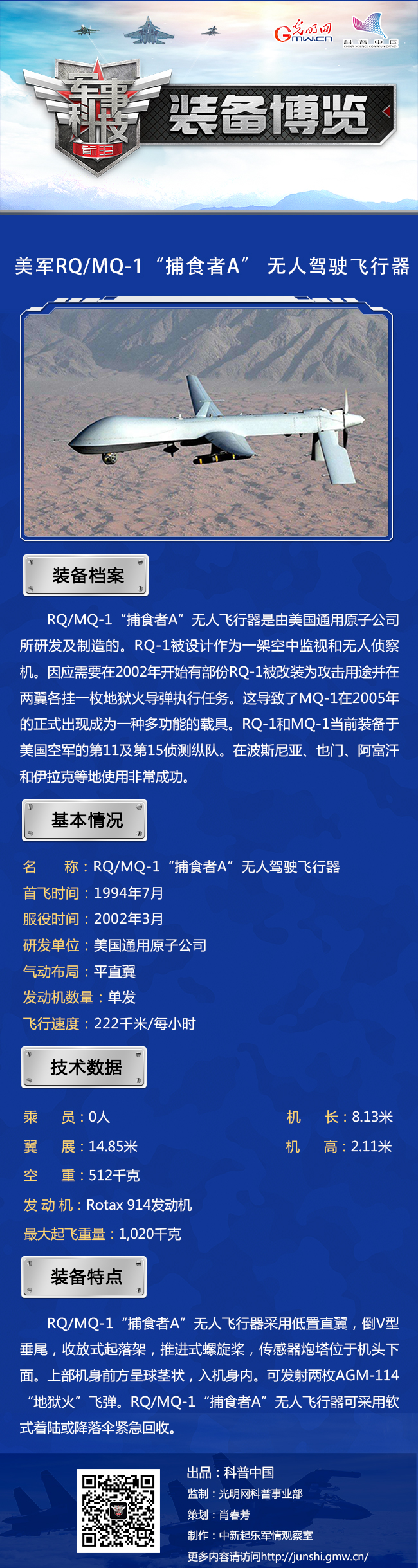 美无人机“先行者”——RQ/MQ-1“捕食者A” 无人机