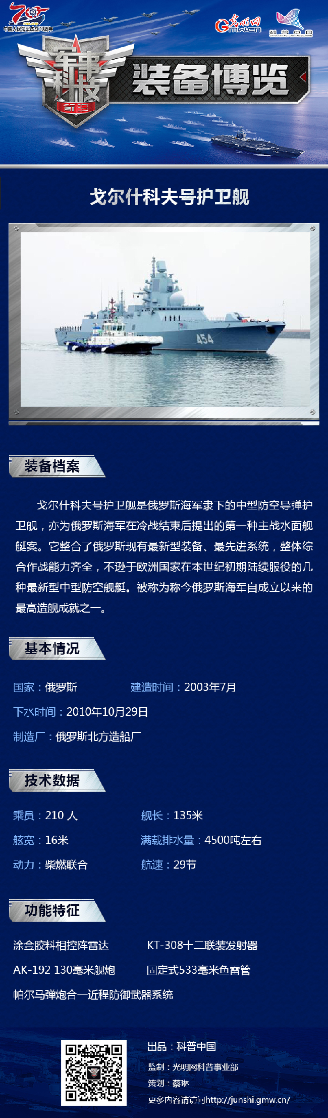 【海上大阅兵系列图解】戈尔什科夫号护卫舰：俄罗斯的“海军元帅”